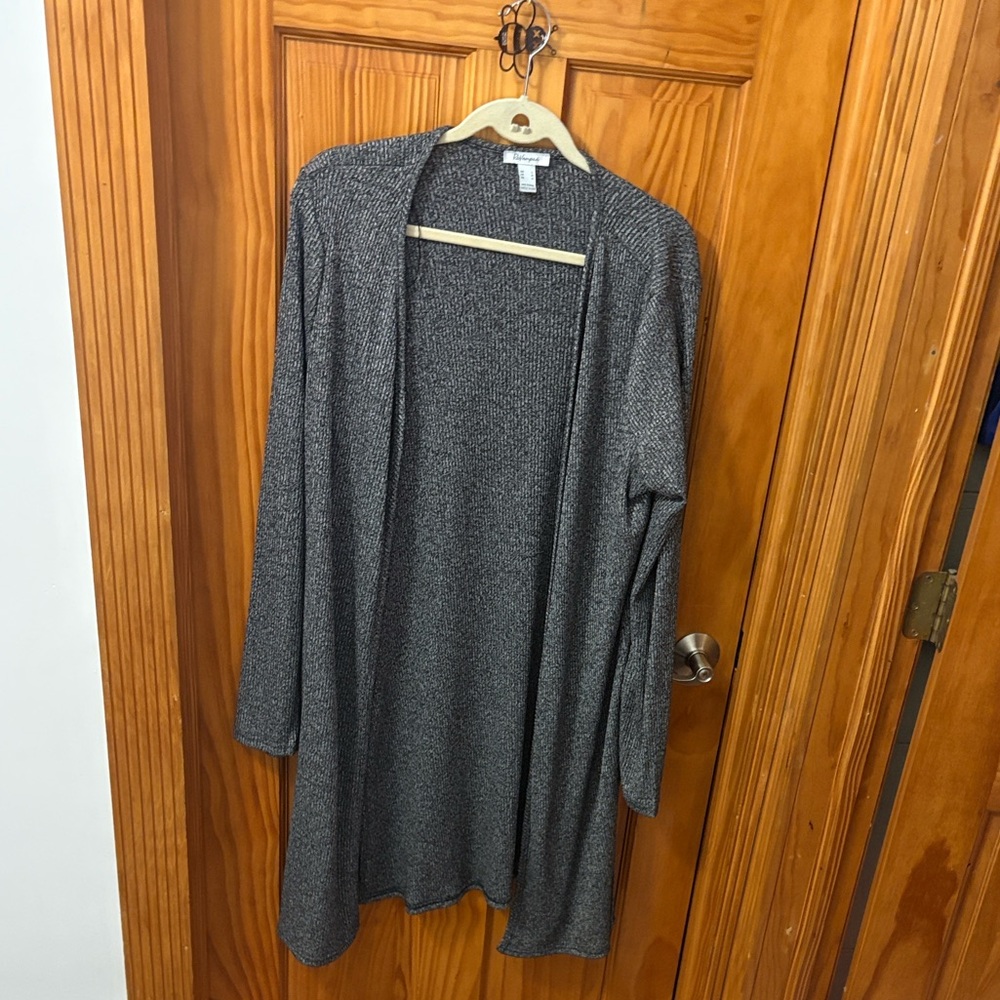 Revamped Gray Open-Front Long Cardigan